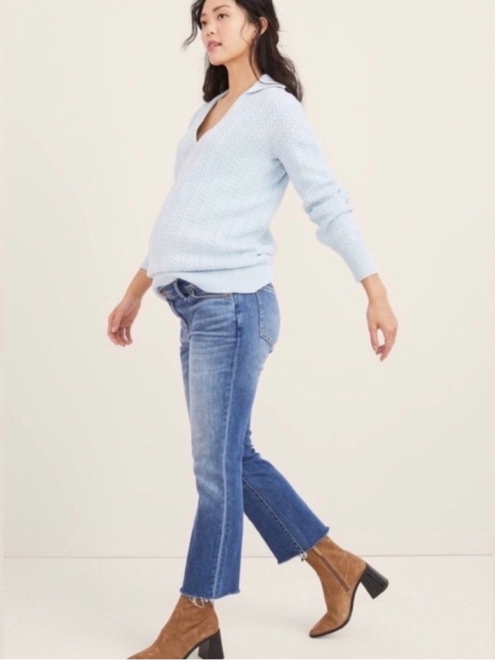Hatch Maternity Crop Kick Flare Jeans in “Indigo” EUC